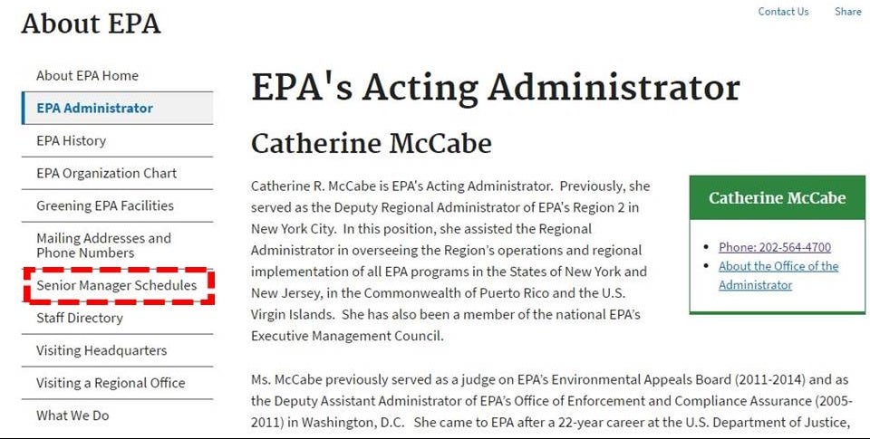 EPA website January 19, 2017