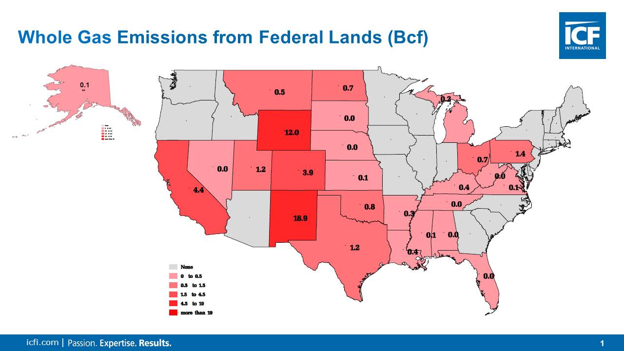 Whole gas emissions from Federal Lands by state