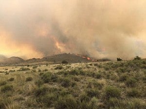 The Soda Fire burns grass and sagebrush in Idaho.
