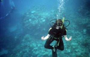 Scuba diving in the Great Barrier Reef.