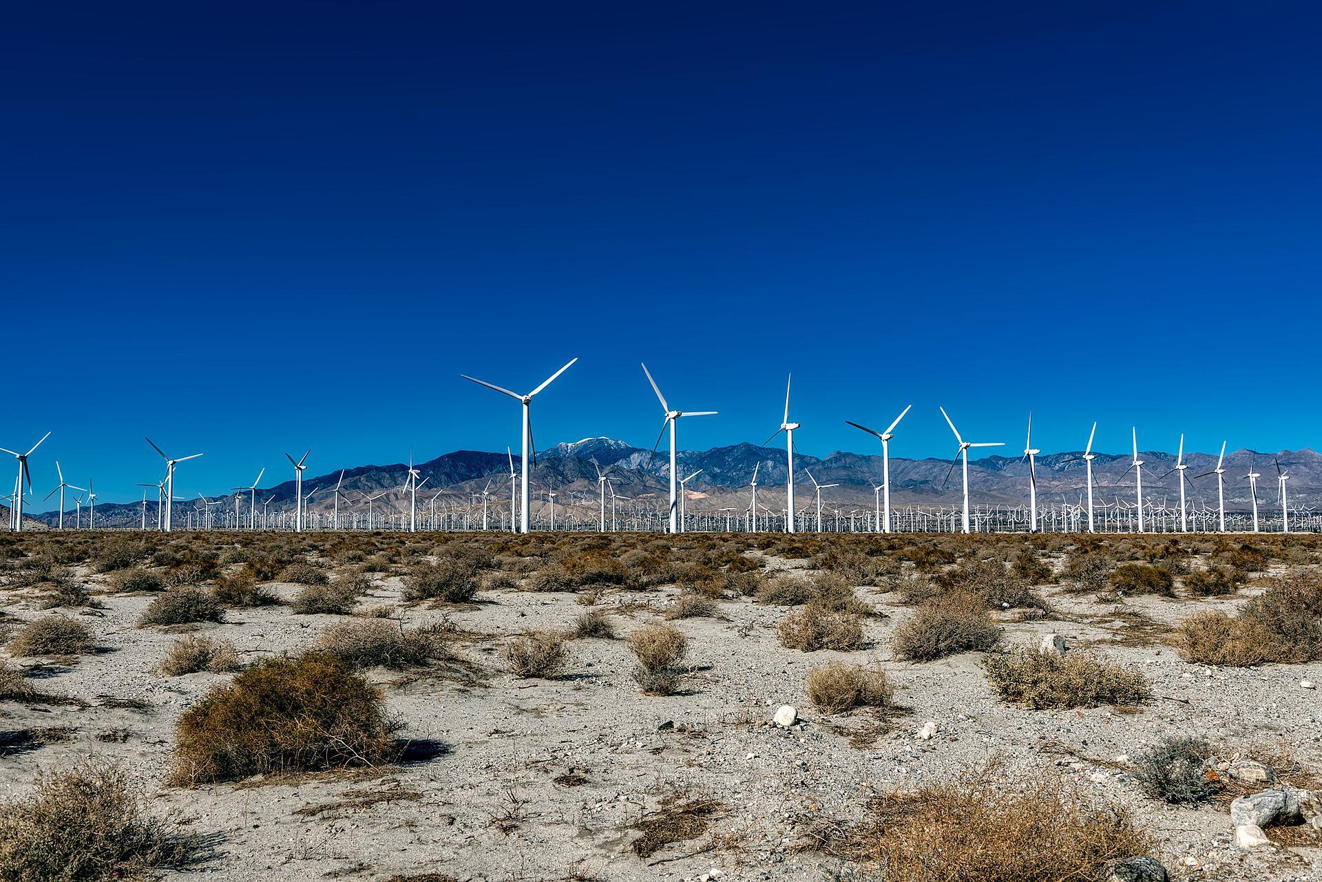 photo of a wind farm in a western landscape