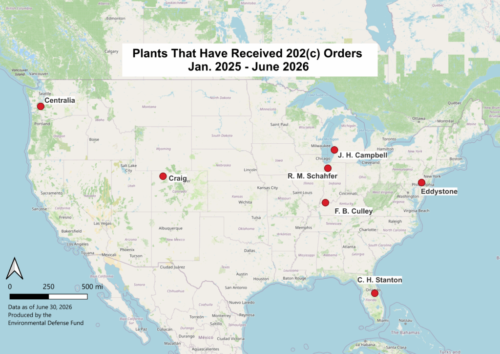 US Map of plants that have received 202(c) orders from the Trump administration.