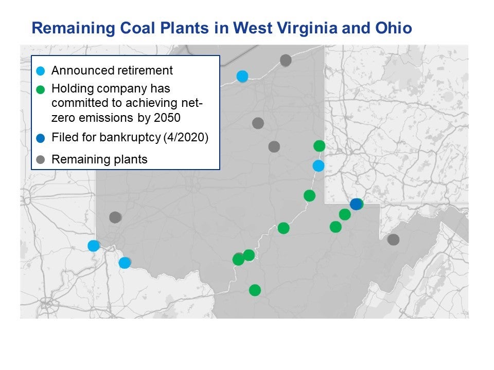 Remaining coal plants in WV and OH