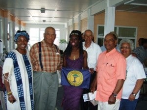 Queen Quet with Gullah Geechee fishermen and other listening session attendees in Sea Breeze, NC.