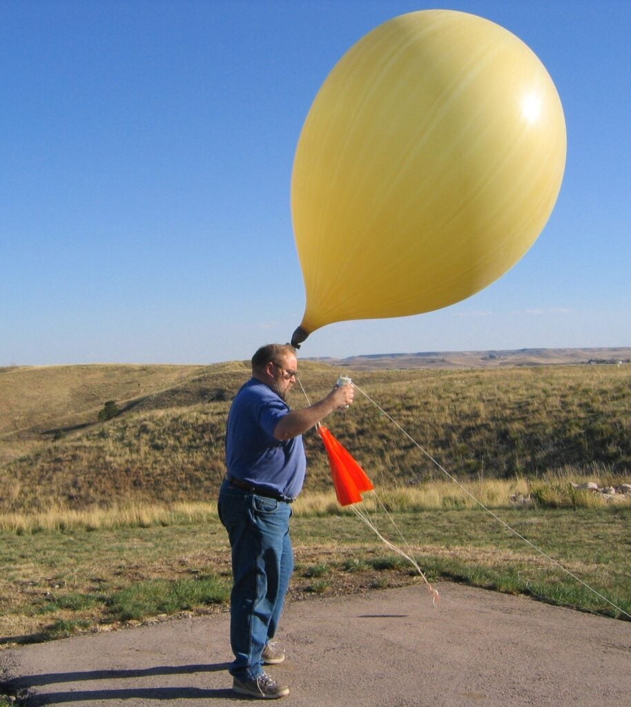 Launch of a weather balloon.