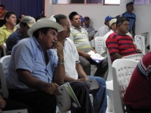 Mexican fishermen during a fishing cooperative meeting on catch shares