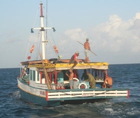 Cuban tuna boat setting off to fish for live bait