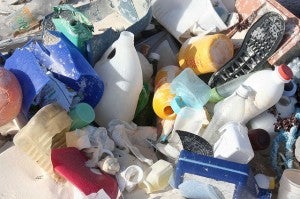 Plastic trash on the beach 