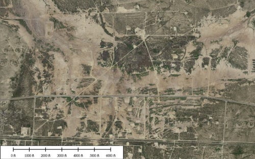 THe "Texon Scar" A massive release of produced water from an oil well in West Texas caused a vegetative dead zone that can be seen from space