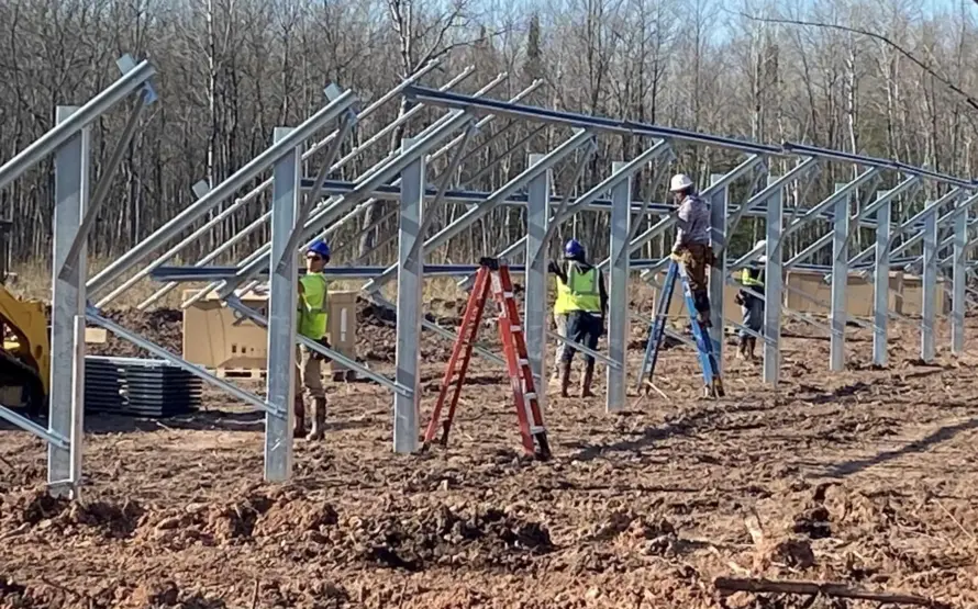 Solar microgrid construction on Bad River Band of Lake Superior Tribe’s land