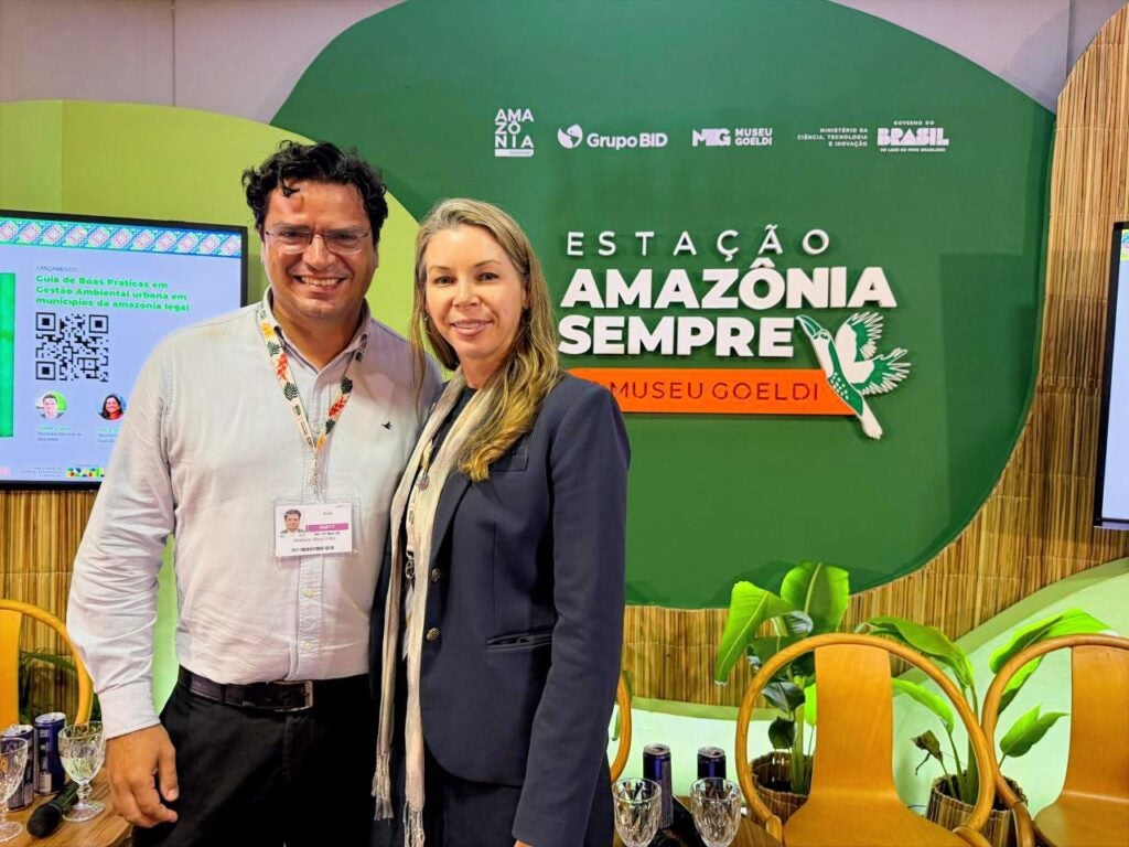 EDF's Meredith Ryder-Rude and Adalberto Maluf, National Secretary of Urban Environment, Water Resources and Environmental Quality in Brazil's Ministry of Environment and Climate Change at the Sustainable Urban Development for the Amazon event in Belém.