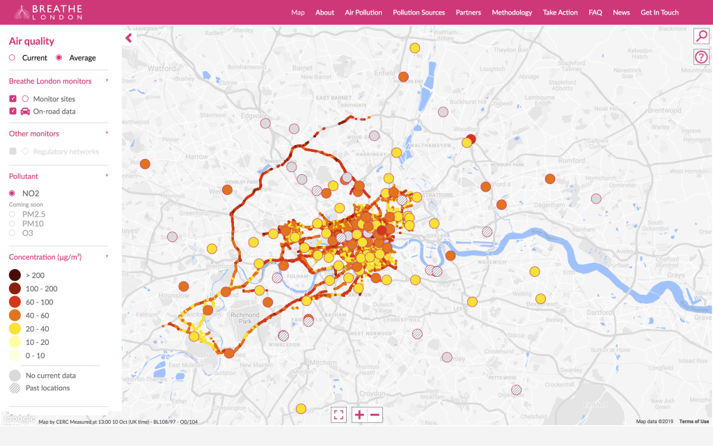 Data from EDF’s hyperlocal air pollution monitoring in London have been used to map the city’s air pollution at a street level.