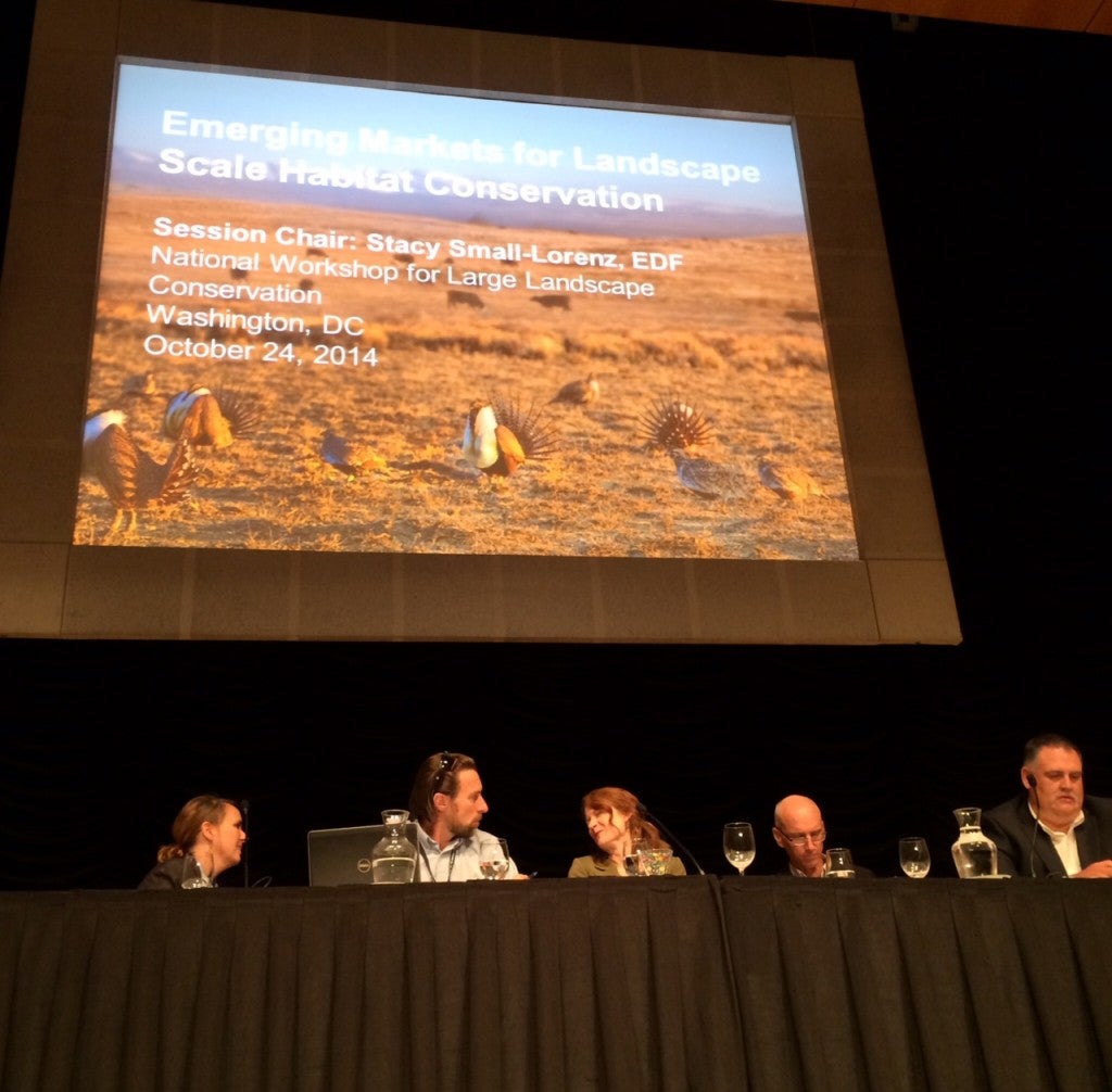 Fankhauser (right) joins panelists from Environmental Defense Fund, Ecometrix Solutions Group and the U.S. Fish and Wildlife Service at the National Workshop on Large Landscape Conservation in Washington, D.C.