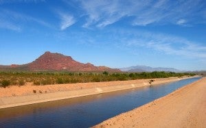 The Arizona Canal brings water to sprawling desert communities near Phoenix.