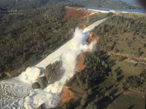 The damage to the main spillway at Oroville Dam 