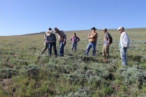 Stakeholders conduct field tests for the Colorado Habitat Exchange on a ranch in Colorado.