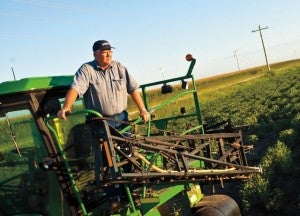 Farmer on a combine