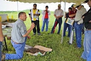 Cover crop demonstration at the 2013 Soil Health Expo, hosted by NRCS and the Univ. of MO. 