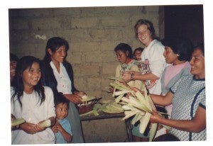 With the Cotogchoa village women during my Peace Corps service in Ecuador.
