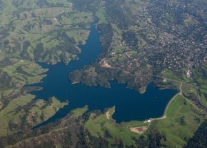 Aerial view of Briones Reservoir