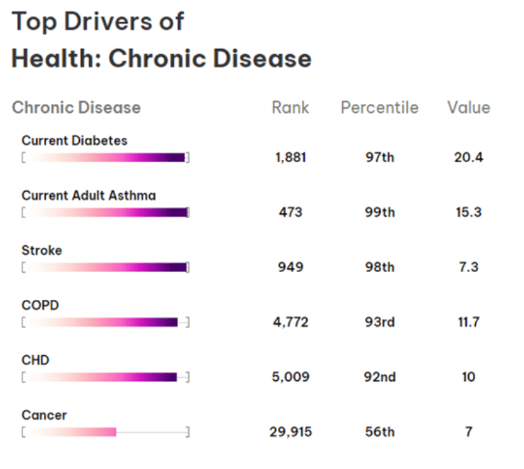 Eight-Mile Wyoming, top drivers of vulnerability for Chronic Disease