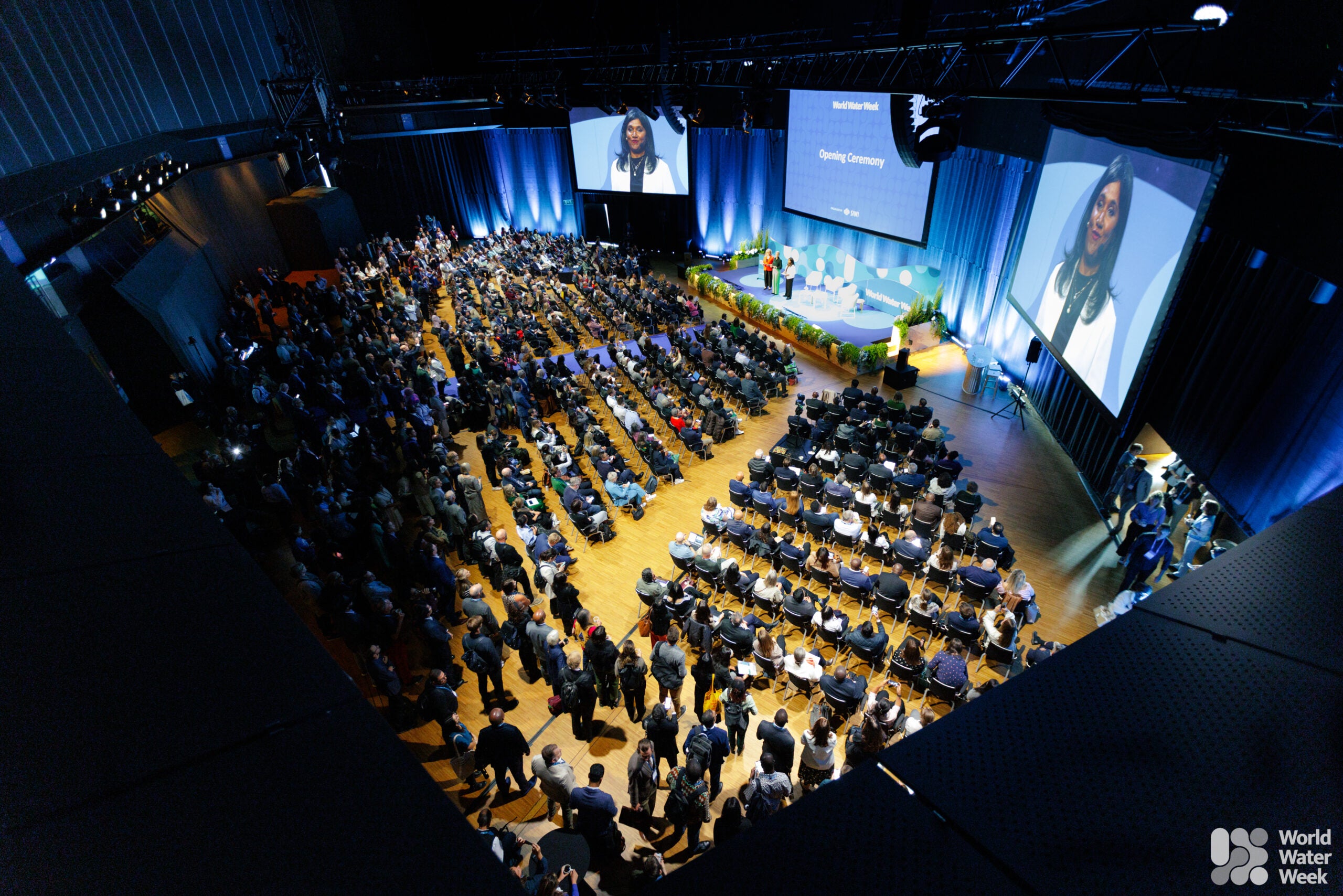 Aerial view of audience and stage at World Water Week
