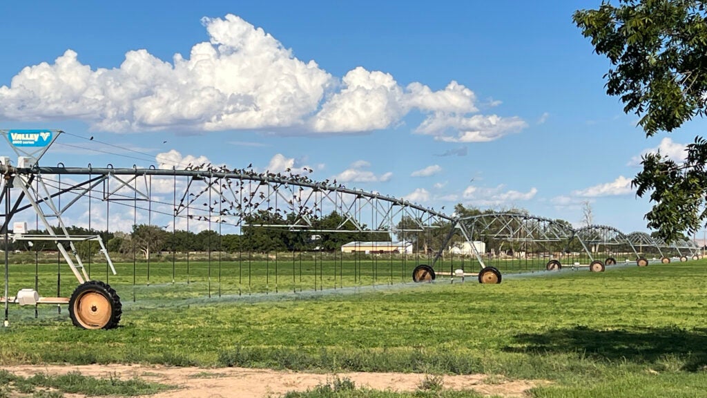 Irrigation equipment on a field