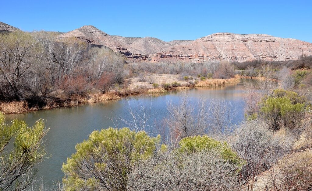 The verde river with mountains in the background.