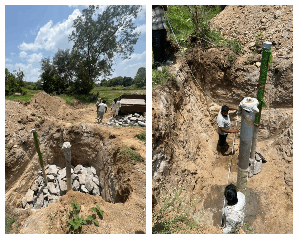 Installing a borewell recharge structure